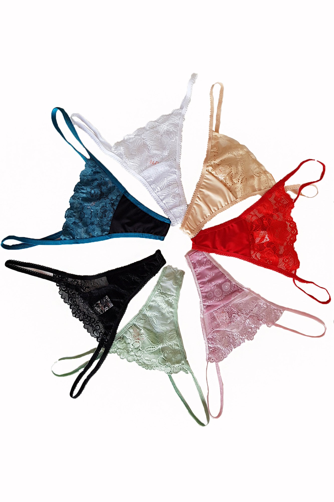 Set 7 buc chilot tanga, dantela,multicolor, FANTAZIA, BLD by Exclusive