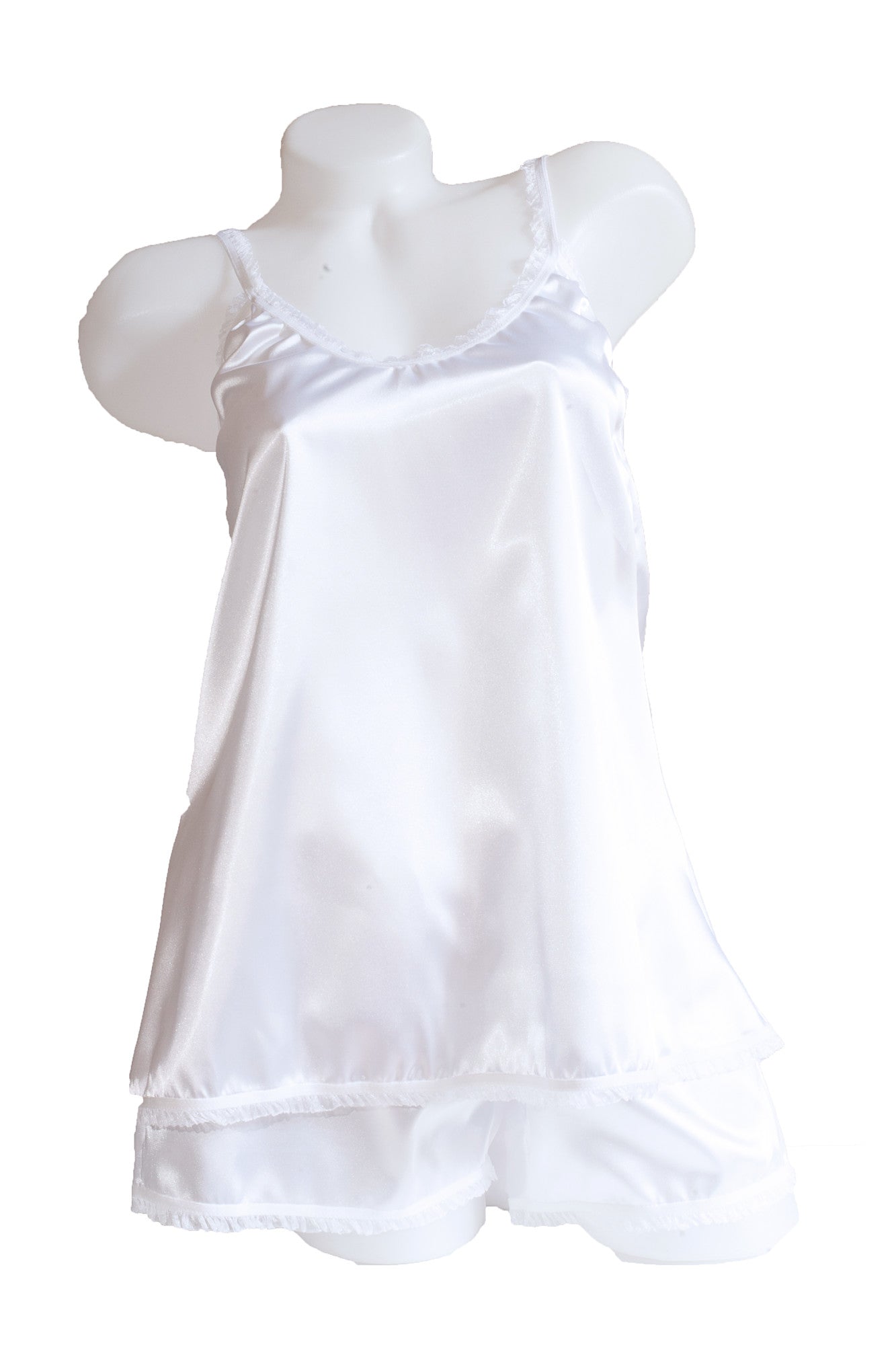 Pijama dama doua piese, imprimeu uni, satin soft alb, BLANCHE, BLD by Exclusive
