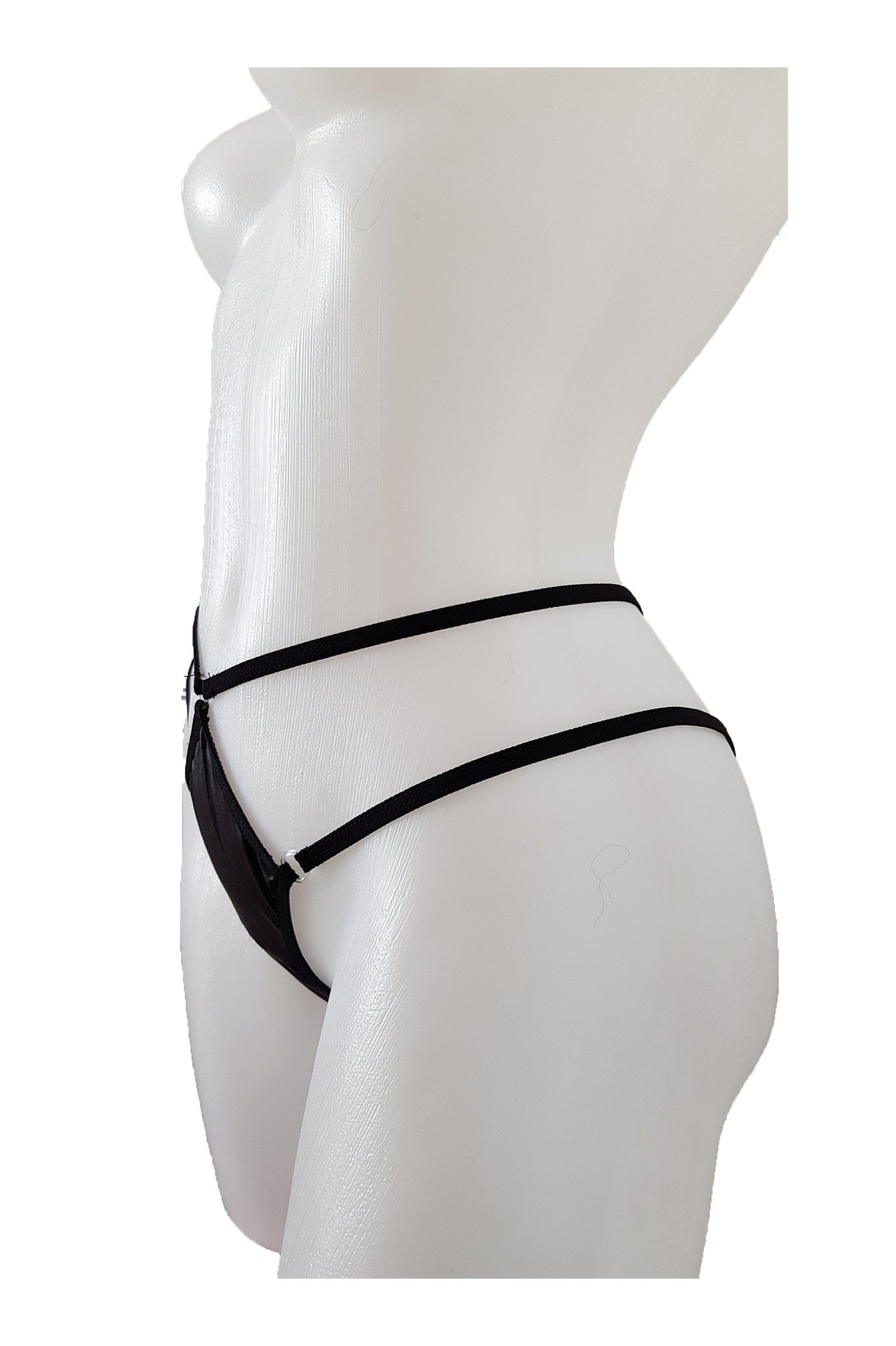 Chilot tanga latex negru ISABELA, BLD by Exclusive