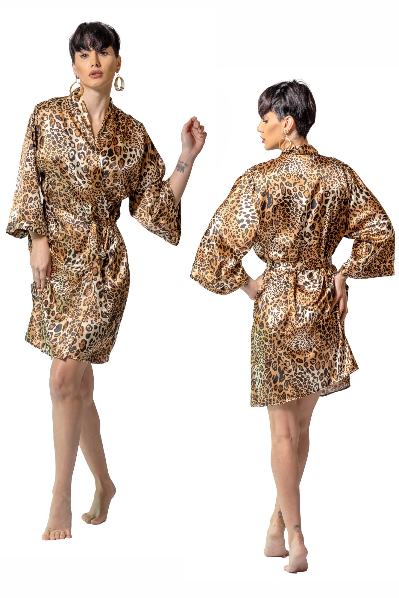 Halat dama, imprimeu animal print, satin soft, Luiza, BLD by Exclusive