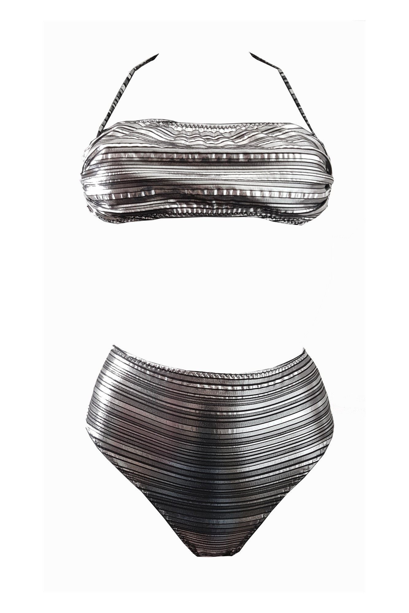 Costum de baie dama, doua piese, argintiu, Luna 02, BLD by Exclusive
