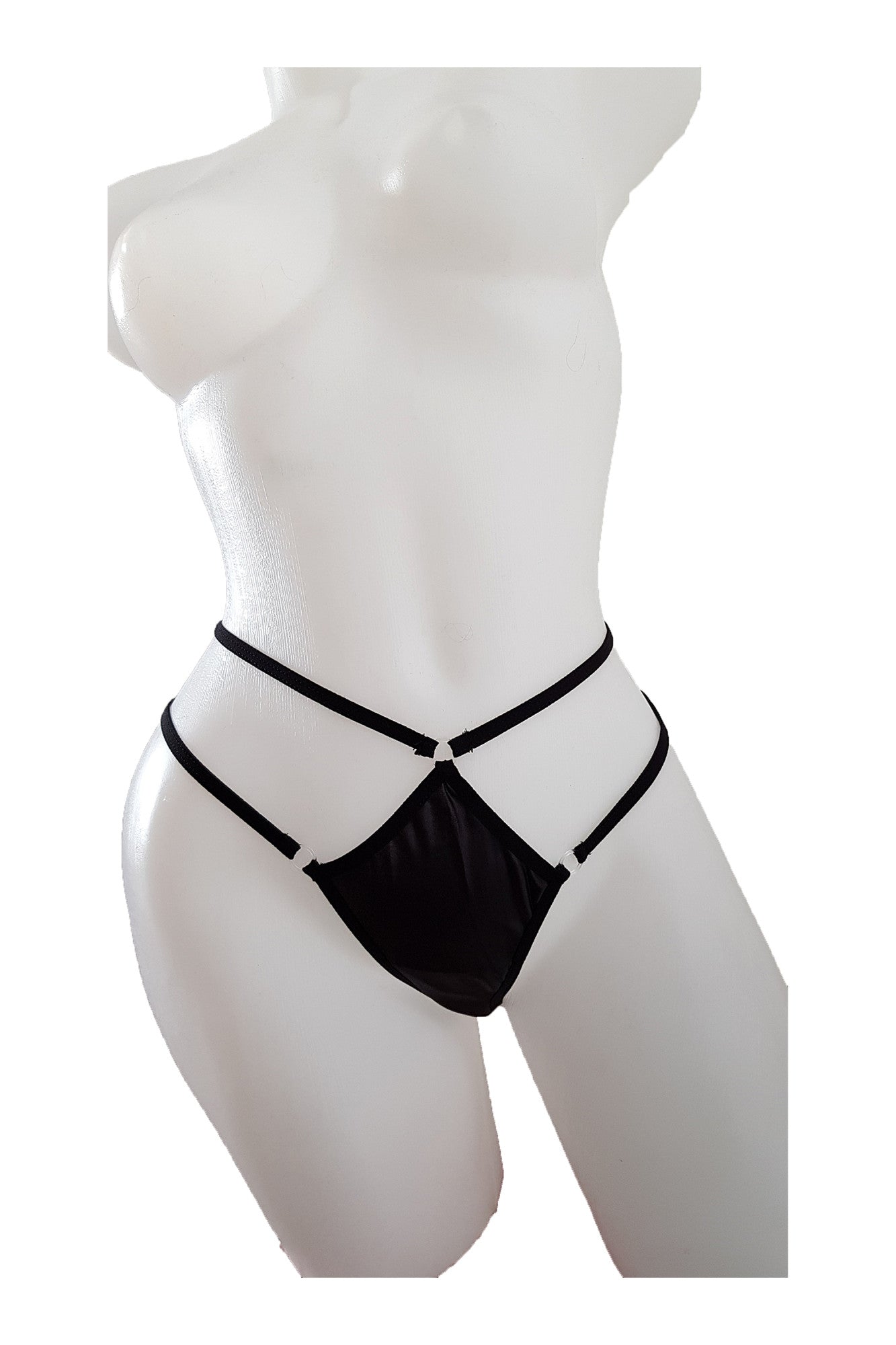 Chilot tanga latex negru ISABELA, BLD by Exclusive