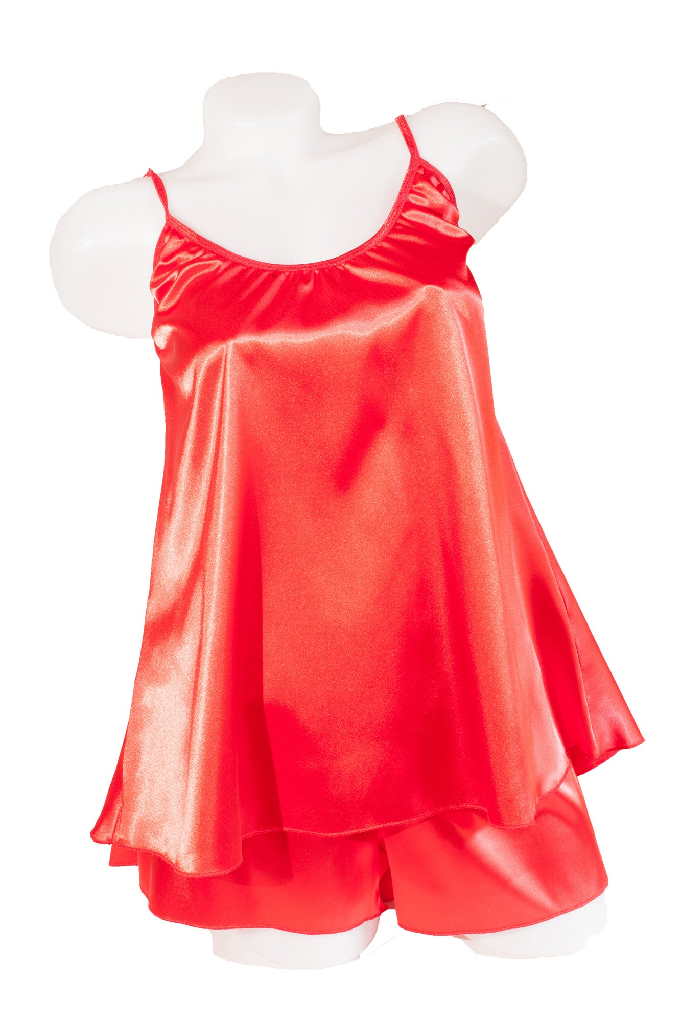 Pijama dama doua piese, imprimeu uni, satin soft rosu, ROUGE, BLD by Exclusive