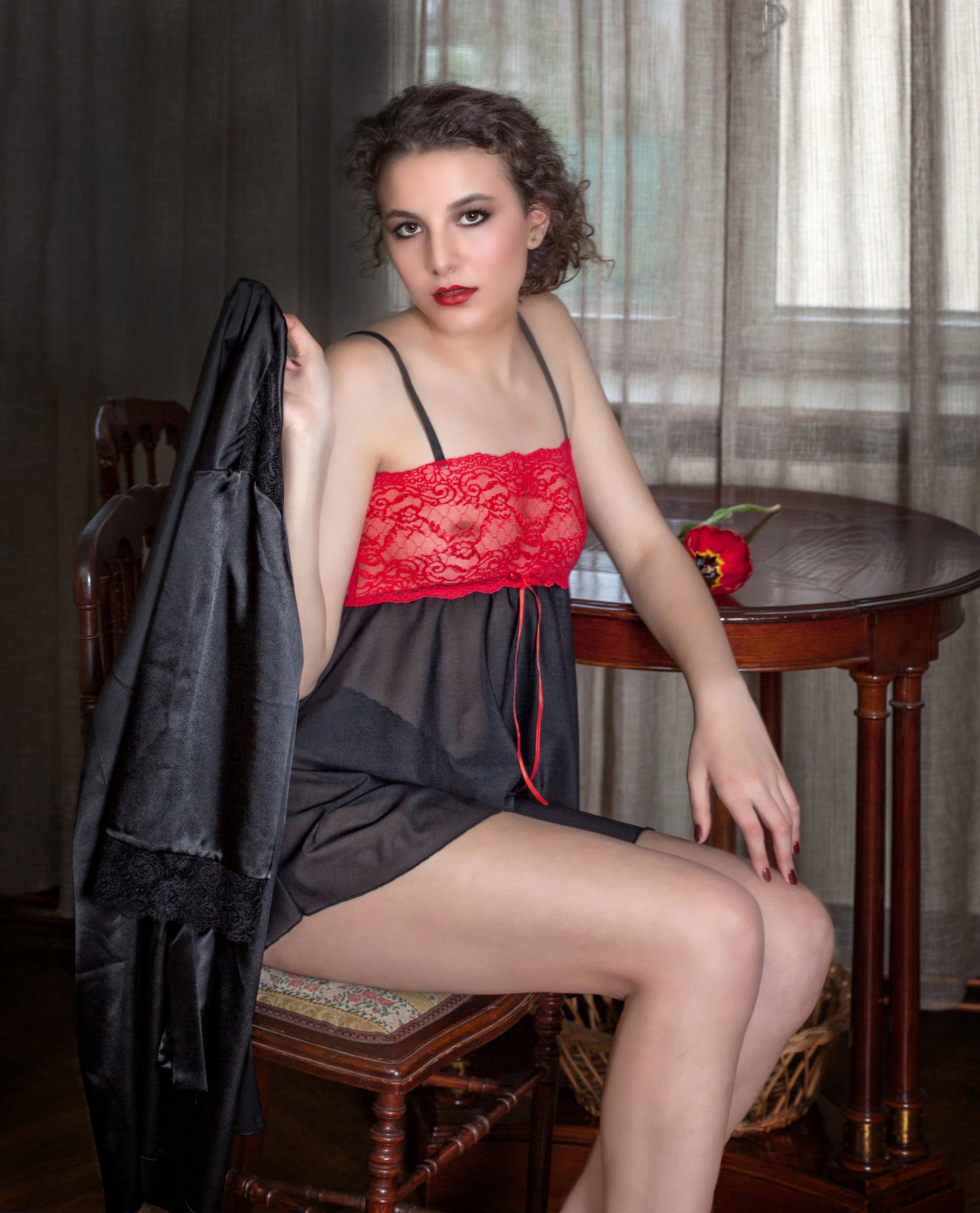 Baby Doll Iulia Red & Black