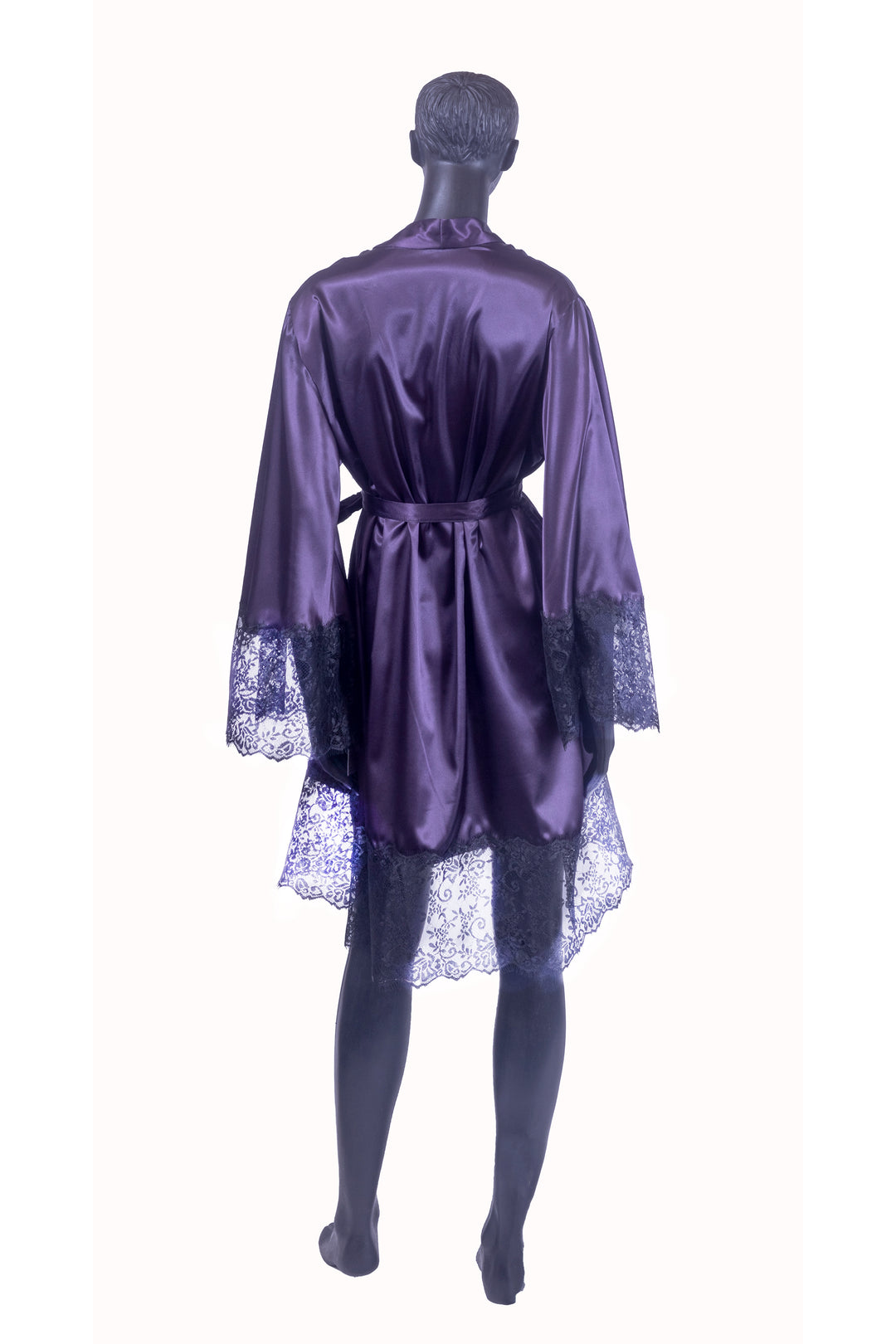 Halat dama satin soft mov, dantela tip chantilly, ROMANCE 2, BLD by Exclusive