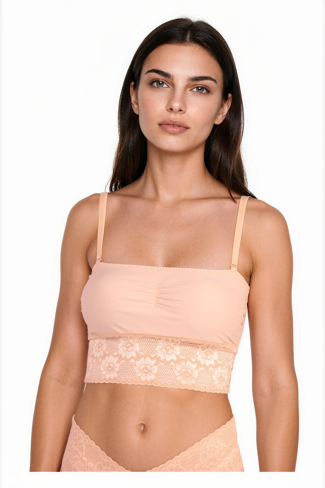 Set, bustiera, chilot brazilian, microfibra, dantela, LOREDANA, beige, BLD by Exclusive