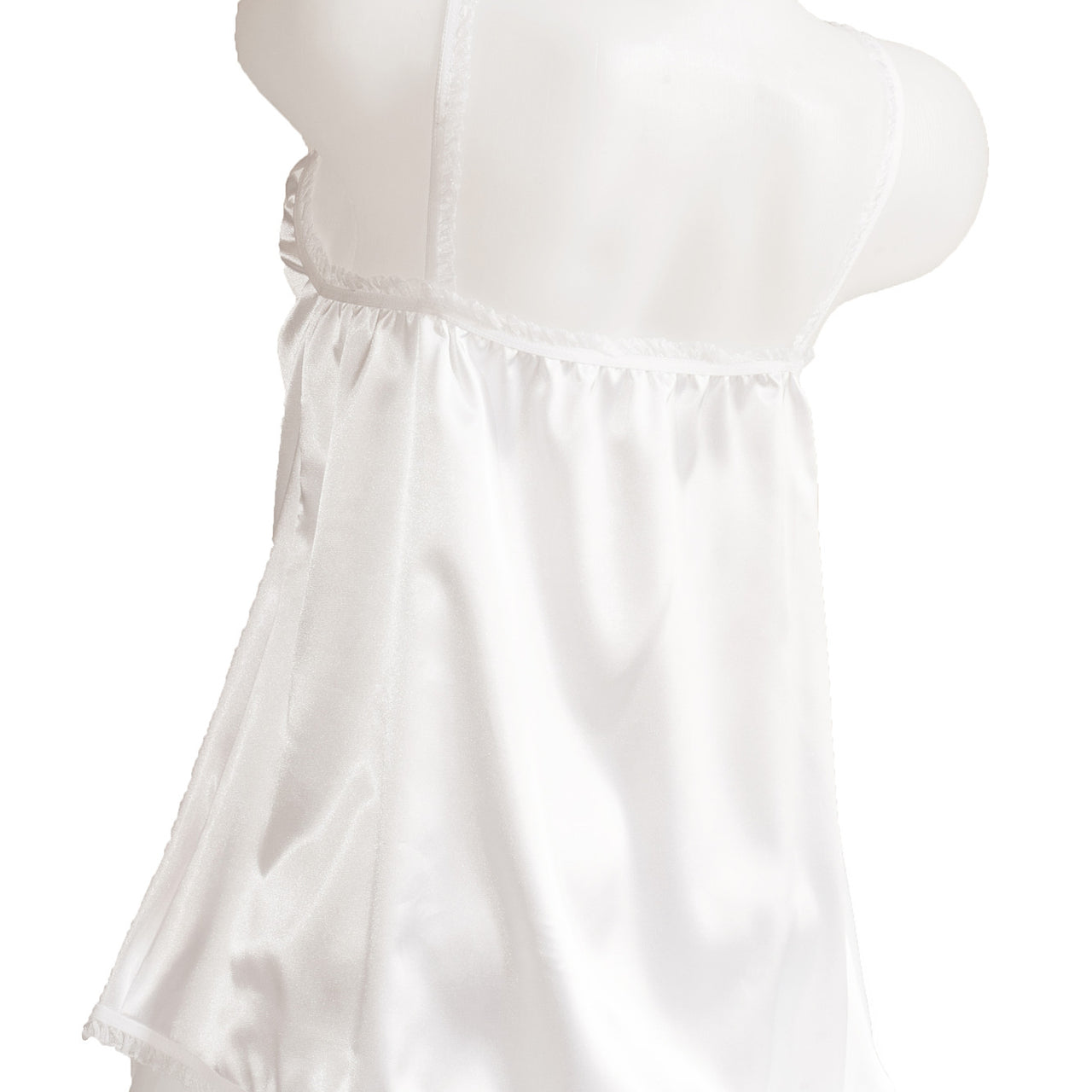 Pijama dama doua piese, imprimeu uni, satin soft alb, BLANCHE, BLD by Exclusive