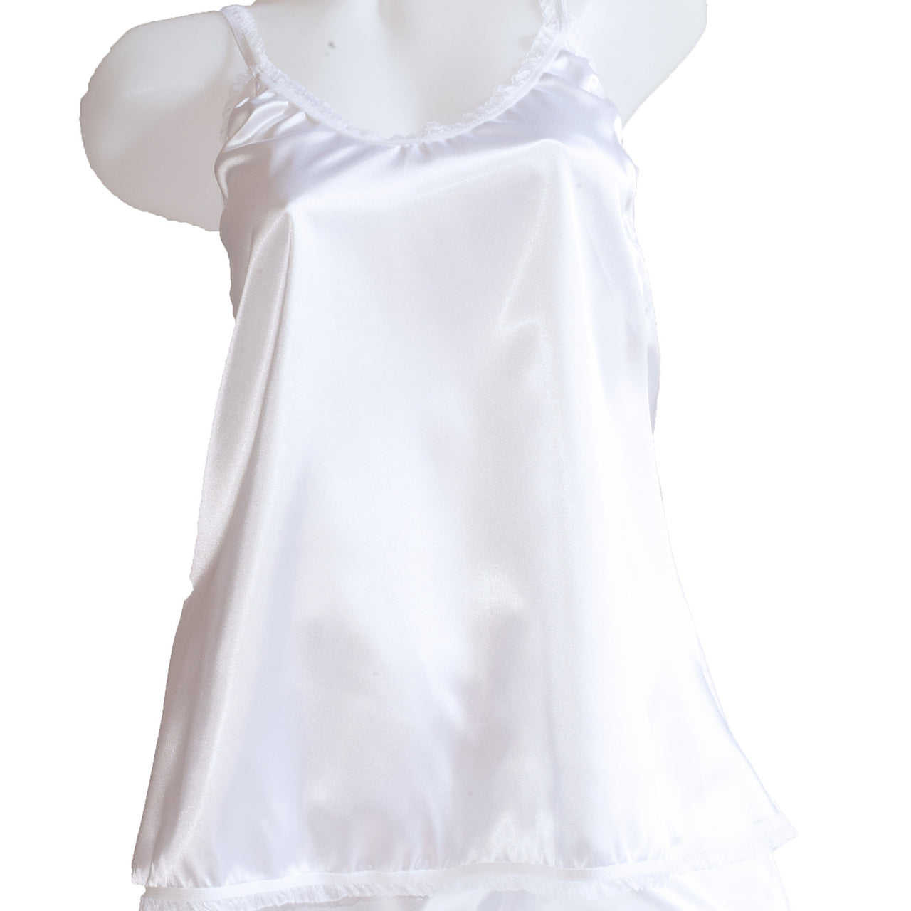 Pijama dama doua piese, imprimeu uni, satin soft alb, BLANCHE, BLD by Exclusive