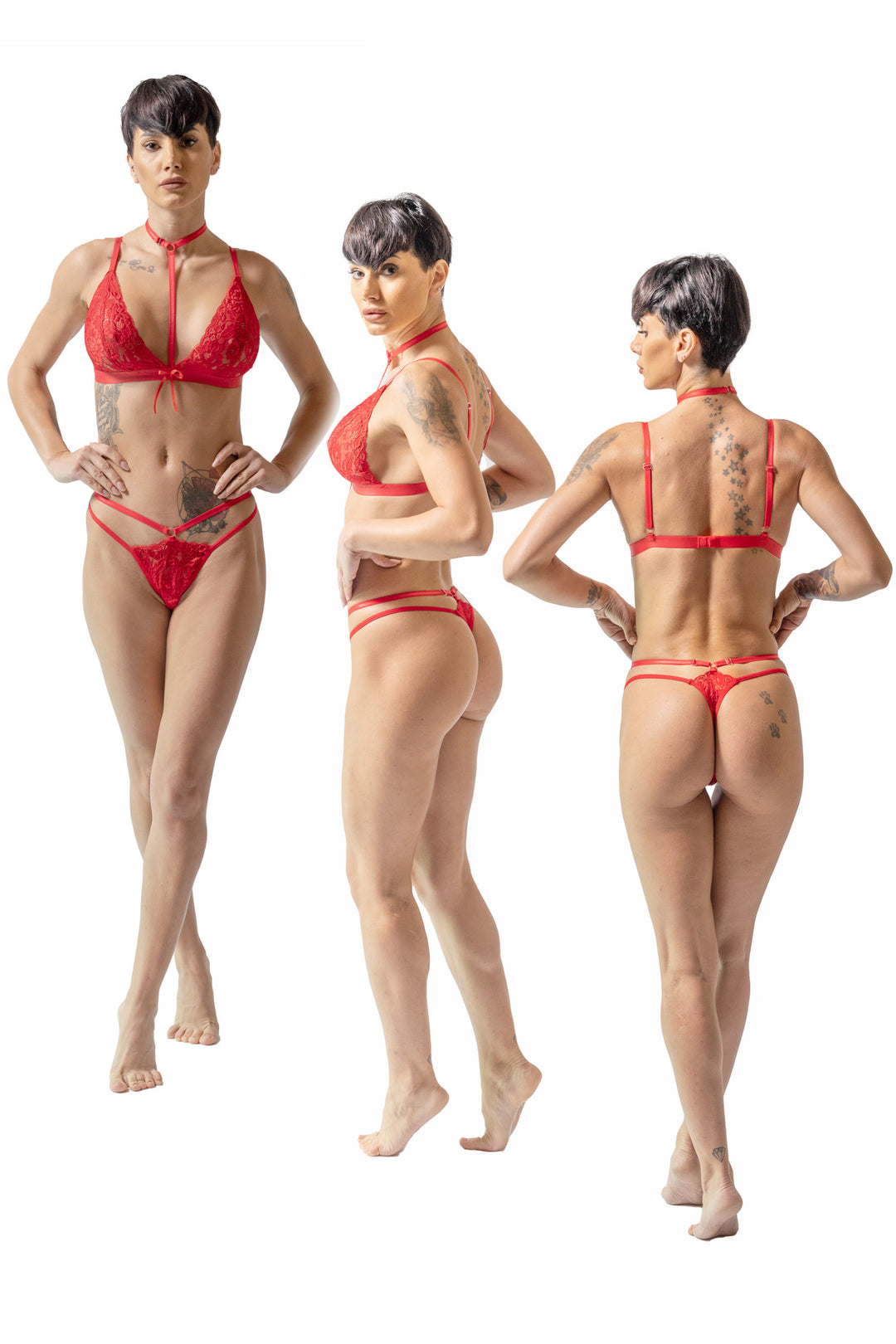 Set sutien chilot dantela Antonia rosu, BLD by Exclusive
