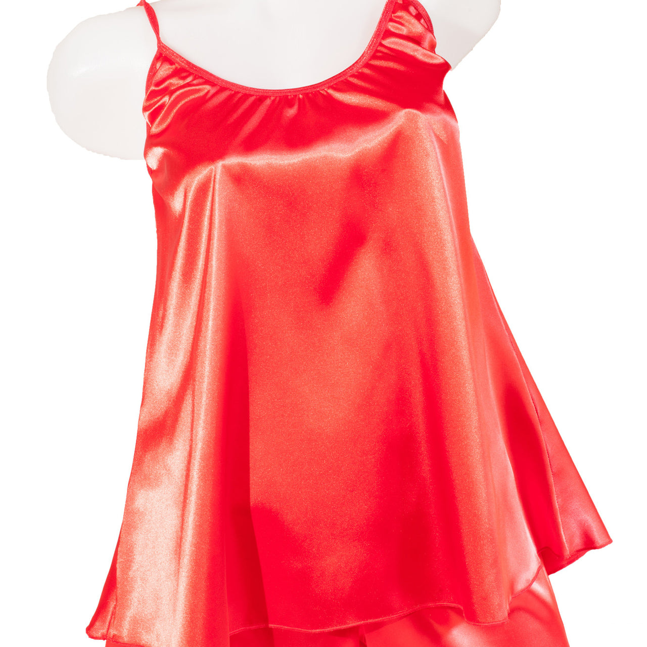 Pijama dama doua piese, imprimeu uni, satin soft rosu, ROUGE, BLD by Exclusive