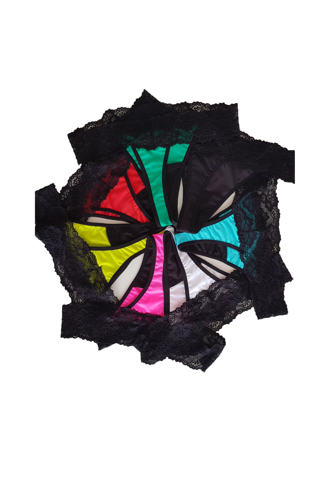 Set 7 buc chilot tanga, microfibra, dantela, multicolor, FANTAZIA, BLD by Exclusive