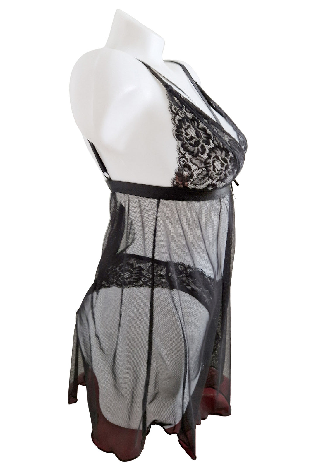 Set baby doll, chilot, dama, dantela ne, PARIS, BLD by Exclusive - imagine 2
