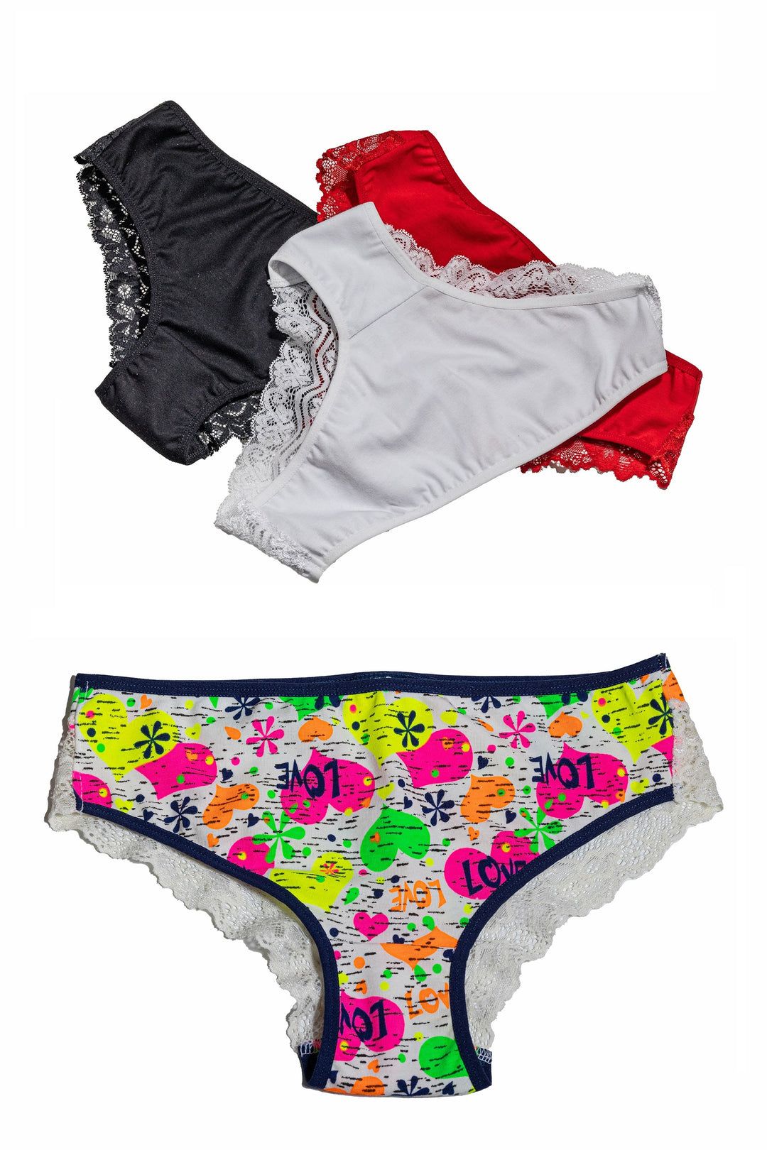 Set 4 buc chilot clasic, multicolor, bumbac, dantela, IOANA 3+1, BLD by Exclusive