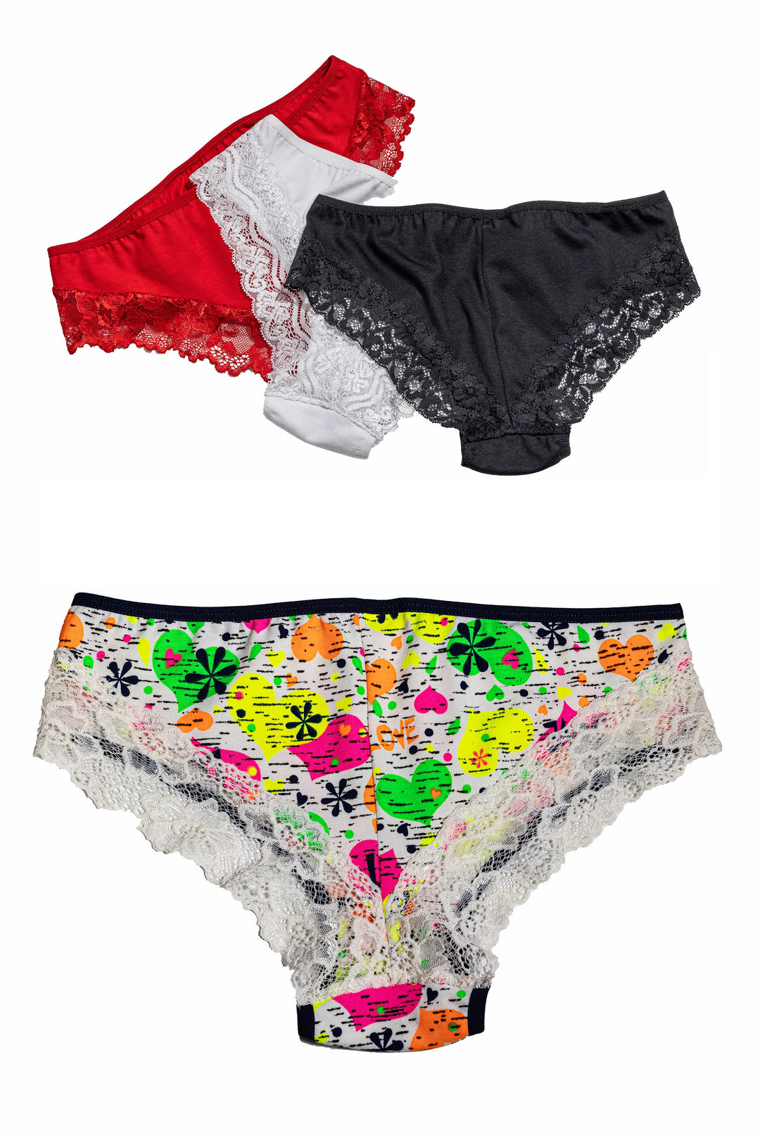 Set 4 buc chilot clasic, multicolor, bumbac, dantela, IOANA 3+1, BLD by Exclusive